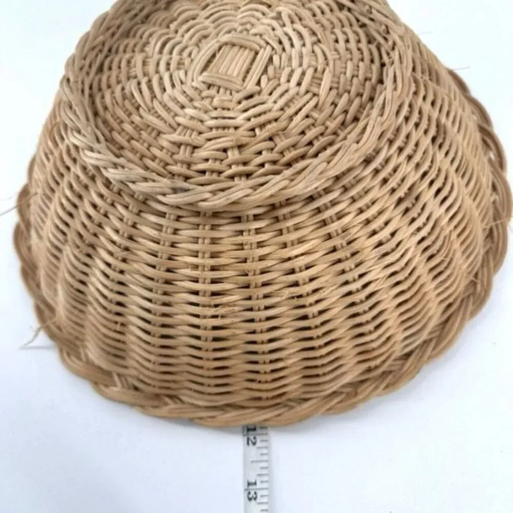 Vintage Large Wicker Rattan Woven Basket Fruit Bowl Farmhouse Adirondack‎ Camp
